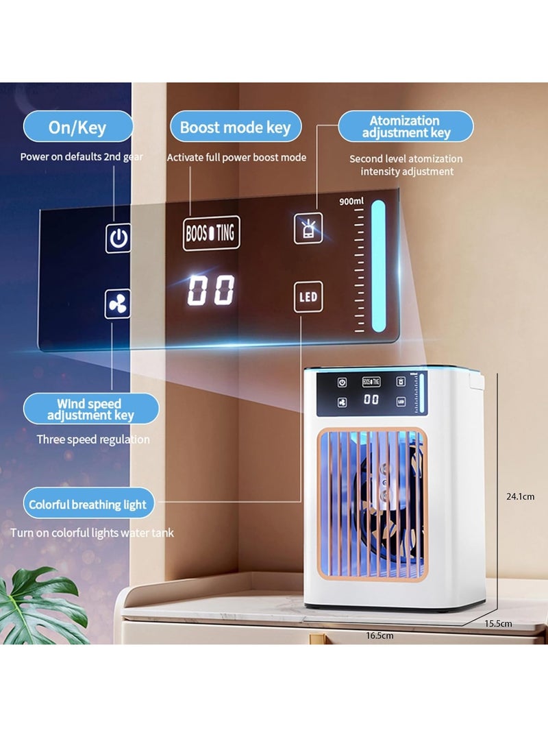 Portable Air Conditioners, 4-IN-1 AC Unit, 900ml Dual Tank Evaporative Air Cooler, 7 Color Lights Personal Mini Air Conditioner, Small Portable Cooling Fan for Room Office  - Image 2