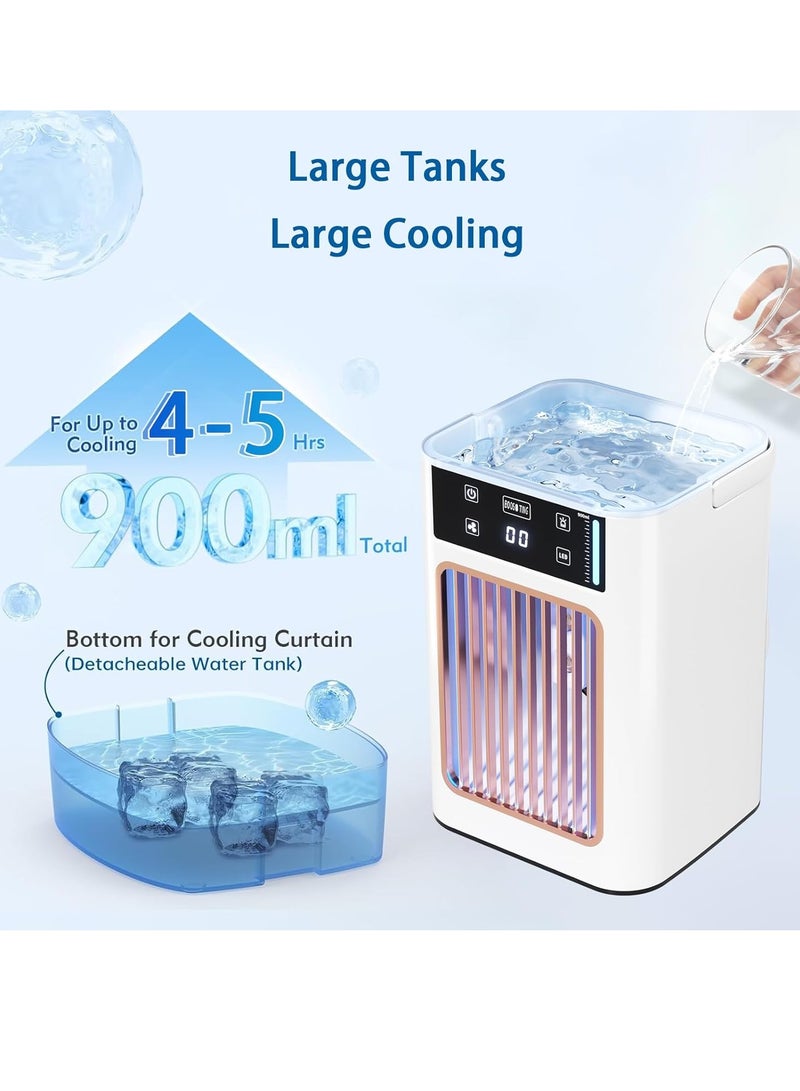 Portable Air Conditioners, 4-IN-1 AC Unit, 900ml Dual Tank Evaporative Air Cooler, 7 Color Lights Personal Mini Air Conditioner, Small Portable Cooling Fan for Room Office  - Image 5