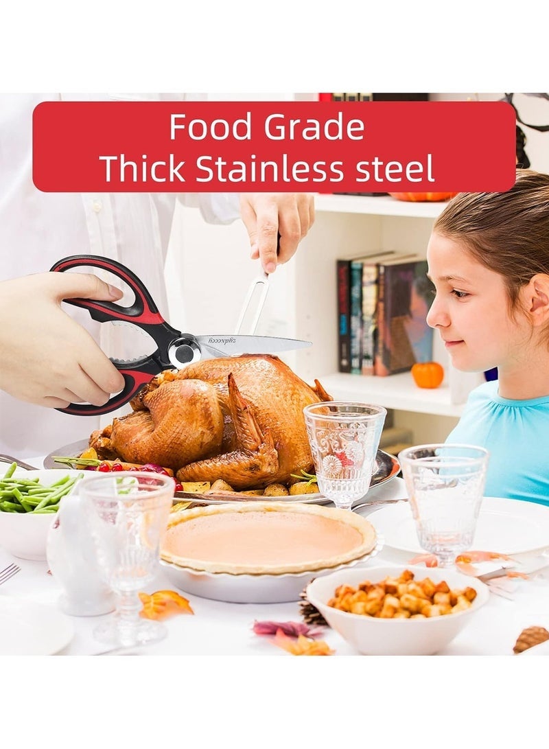منزل الغابة 2 قطعة مطبخ مقص الثقيلة , مقص طهي حاد من الفولاذ المقاوم للصدأ مع غطاء, مقص طبخ متعدد الأغراض للحوم وعظام الدجاج والخضروات والدواجن والأسماك - Image 4