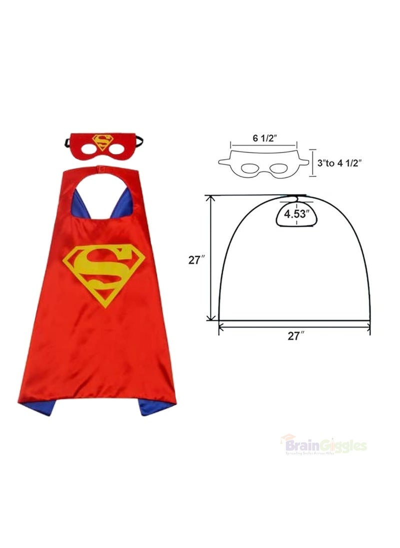 Brain Giggles Brain Giggles Superhero Cape and Mask Costume Superman Design for Kids Party Favors  - Image 4