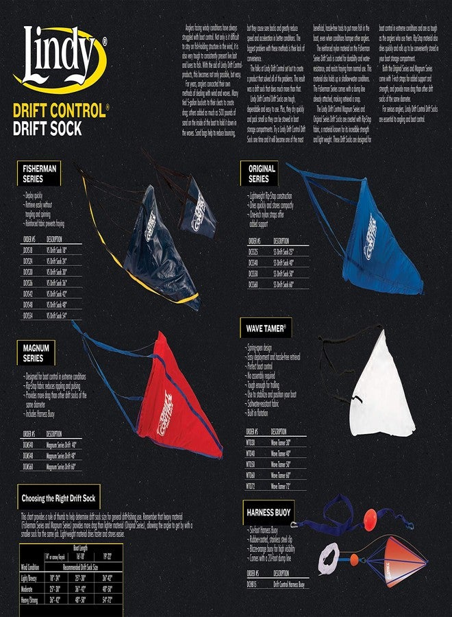 Lindy Drift Control Drift Sock Boat Bag Parachute Drift Anchor for Fishing Boat, Original Series, 50" - Image 3