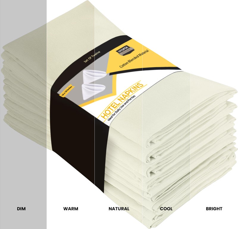 Utopia Kitchen Ivory Cloth Napkins [12 Pack, 18x18 Inch] Absorbent Cotton Blend Washable and Reusable for Dinner, Restaurant, Lunch, Wedding and Hotel - Image 4