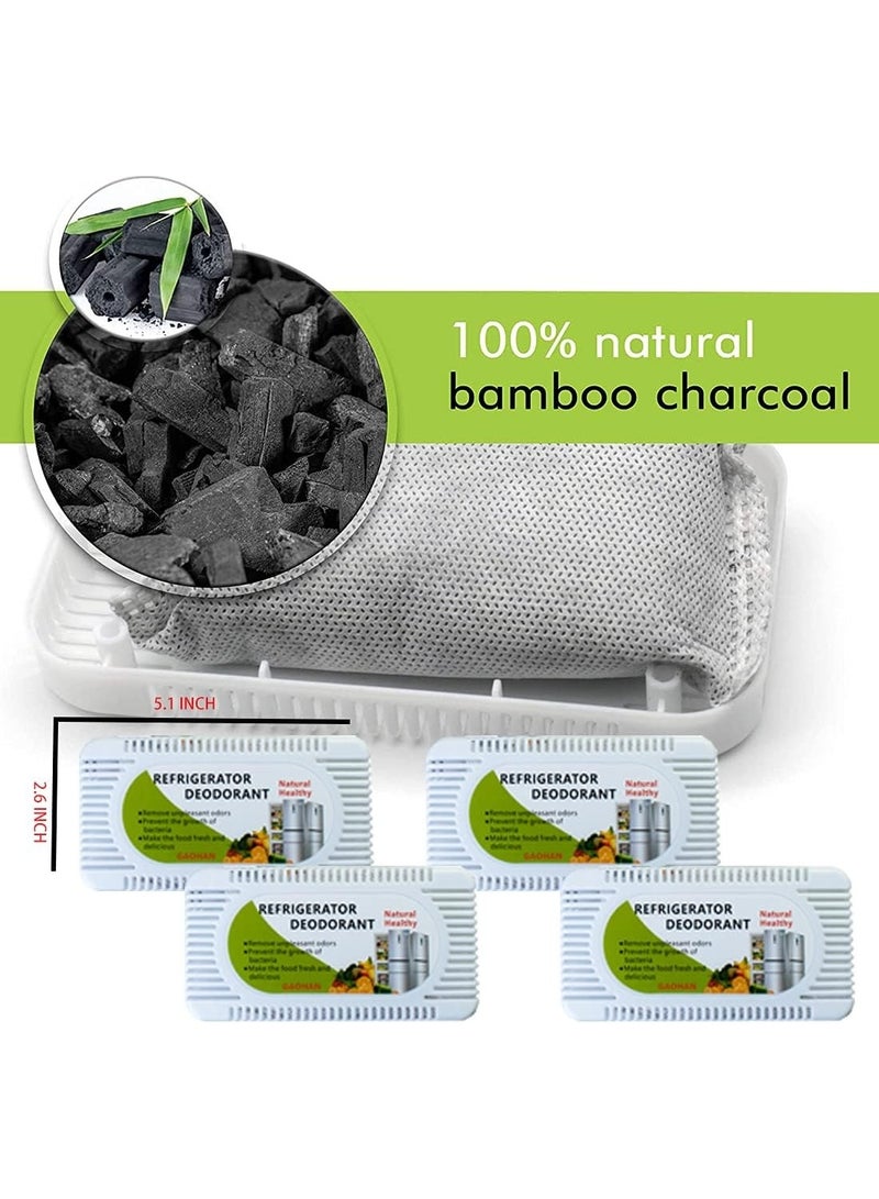مزيل روائح الثلاجة من فحم الخيزران ومعطر، أكياس تنقية الهواء بالفحم النشط القابلة لإعادة الاستخدام، يزيل الروائح، الفريزر، خزانة الأحذية، خزانة الملابس، متعدد الوظائف، 4 قطع - Image 3