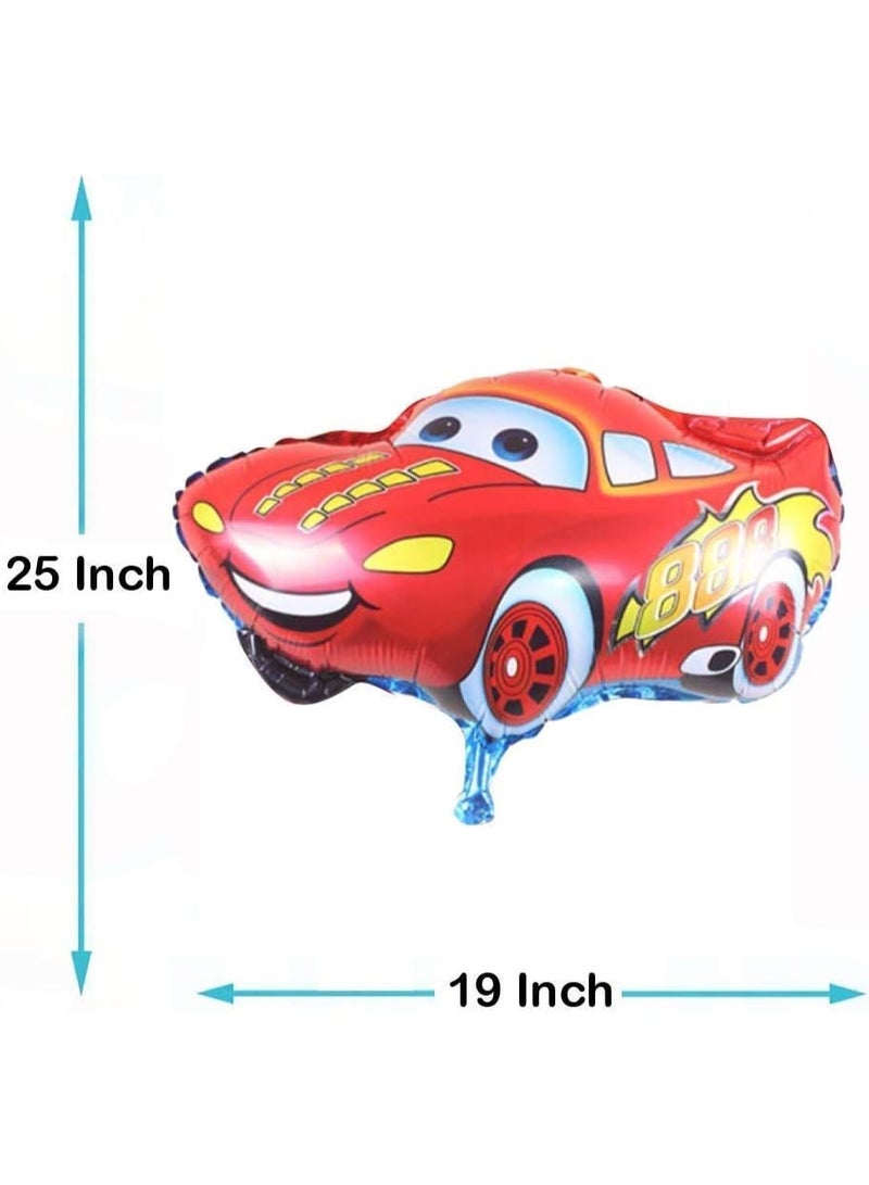 مجموعة بالونات فويل بطابع سيارات – 5 قطع لتزيين حفلات عيد الميلاد – ديكور سيارة سباق حمراء - Image 5