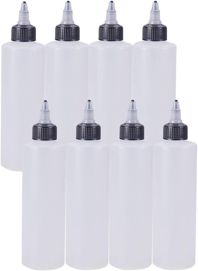 BENECREAT 8Pack 7.8 Ounce Plastic Squeeze Dispensing Bottles With, Open/Close Nozzle - Good For Crafts, Art, Glue, Multi Purpose Black Twist Cap 7.8 Oz - Black Twist Cap Custom sizing alternatives - Image 1