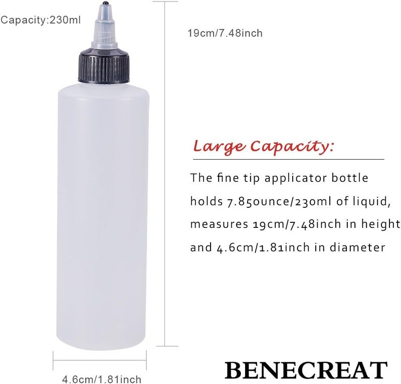 BENECREAT 8Pack 7.8 Ounce Plastic Squeeze Dispensing Bottles With, Open/Close Nozzle - Good For Crafts, Art, Glue, Multi Purpose Black Twist Cap 7.8 Oz - Black Twist Cap Custom sizing alternatives - Image 3
