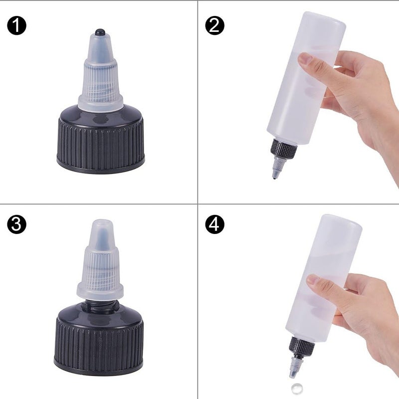 BENECREAT 8Pack 7.8 Ounce Plastic Squeeze Dispensing Bottles With, Open/Close Nozzle - Good For Crafts, Art, Glue, Multi Purpose Black Twist Cap 7.8 Oz - Black Twist Cap Custom sizing alternatives - Image 2
