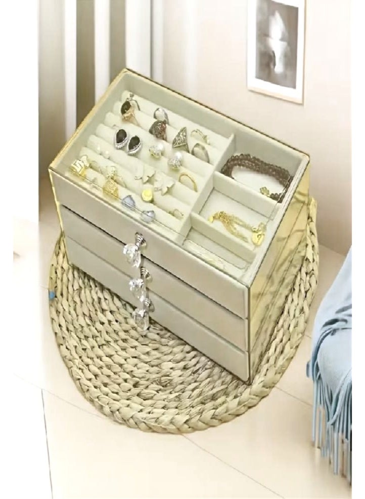 Clear acrylic jewelry organizer with 3 soft velvet-lined drawers. Multifunctional for storing earrings, rings, necklaces, watches and other accessories. Perfect for personal use or as an elegant gift. - Image 2