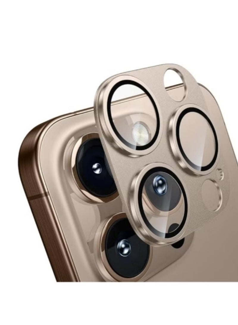 For iPhone 16 Pro/iPhone 16 Pro Max Camera Lens Protector [Drop Protection] [Full Coverage] [3D Metal] [Case Friendly] Tempered Glass Camera Cover for iPhone 16 Pro Max—Desert Titanium - Image 1