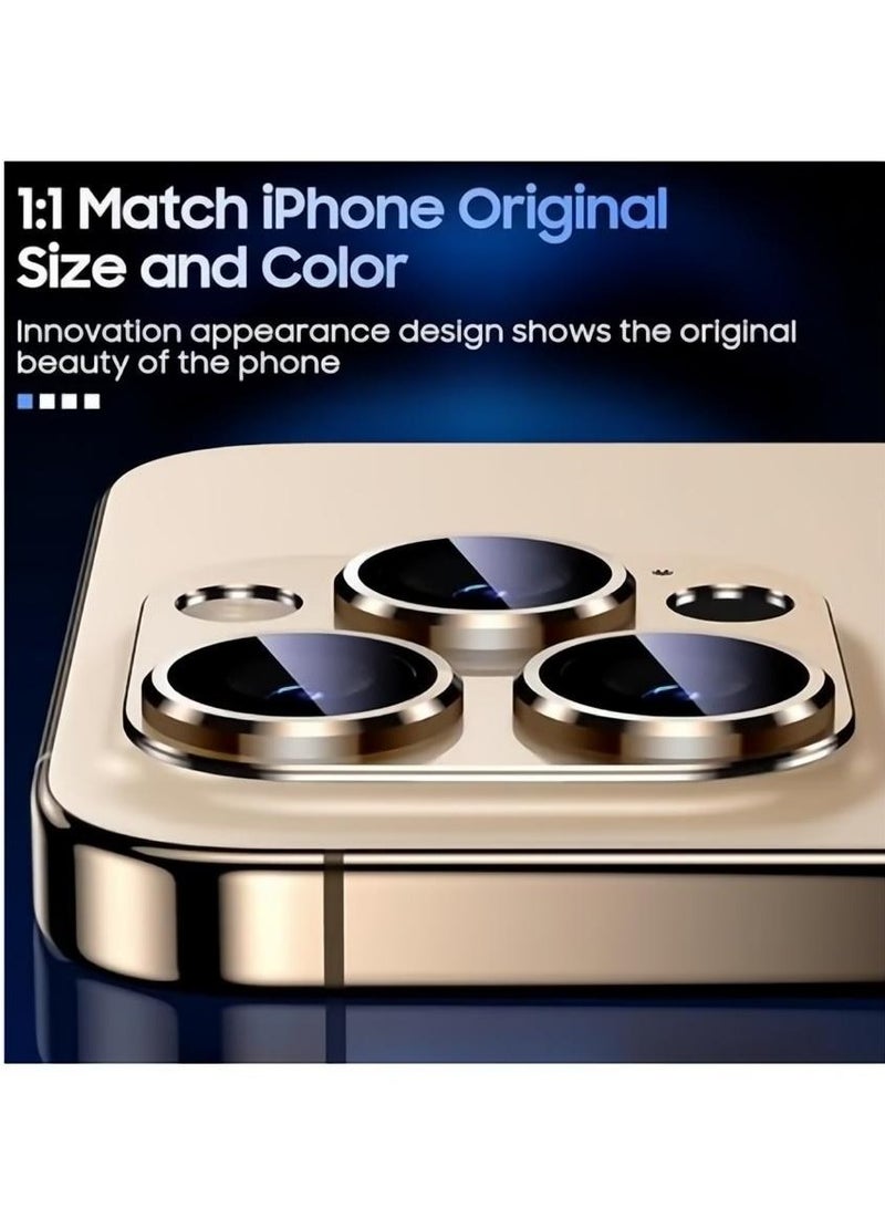 For iPhone 16 Pro/iPhone 16 Pro Max Camera Lens Protector [Drop Protection] [Full Coverage] [3D Metal] [Case Friendly] Tempered Glass Camera Cover for iPhone 16 Pro Max—Desert Titanium - Image 3
