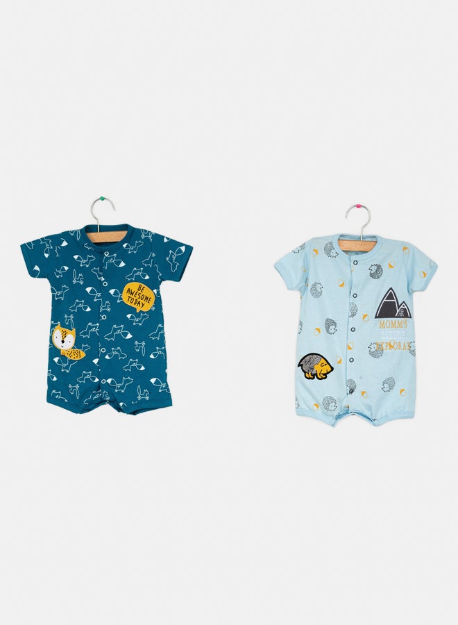 JOCKEY Baby Boy Fox Printed Summer Cotton Romper