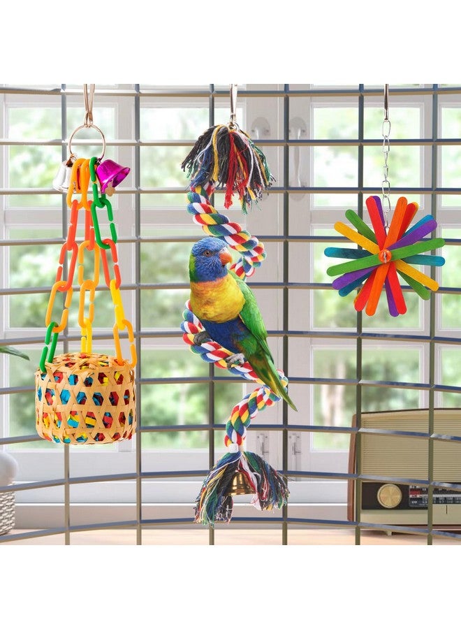 AFUOWER Bird Toys Parakeet Toy Parrot Chewing Shredding Foraging Toys With Rope Perch Hanging Toys Bird Cage Accessories For Cockatiel Conure Budgies Lovebird 5 Pack - Image 5
