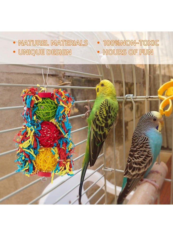 AFUOWER Bird Toys Parakeet Toy Parrot Chewing Shredding Foraging Toys With Rope Perch Hanging Toys Bird Cage Accessories For Cockatiel Conure Budgies Lovebird 5 Pack - Image 3