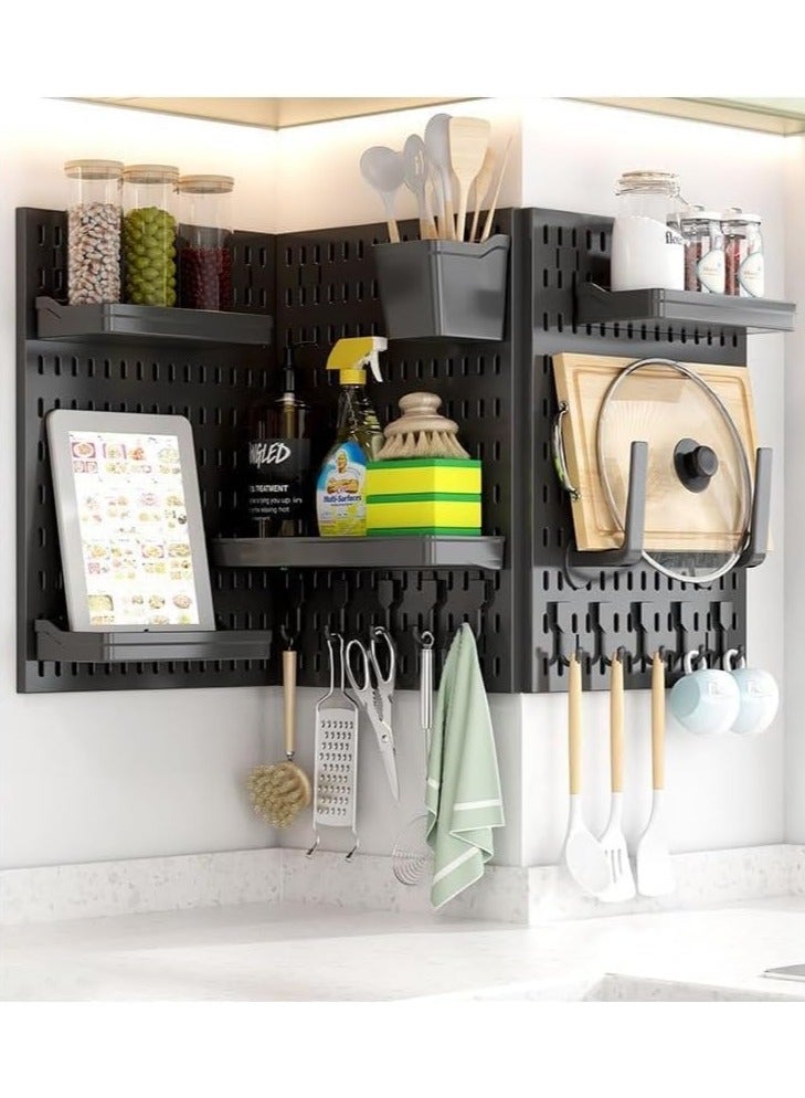 TAPIT Wall Mount Pegboard Combination Pegboard Wall Display Organizer Panels Kit with 20Pcs Accessory ABS Plastic Desk Pegboard Stand with Hooks for Bedroom Home Office Kitchen Bathroom Shelves  - Image 1