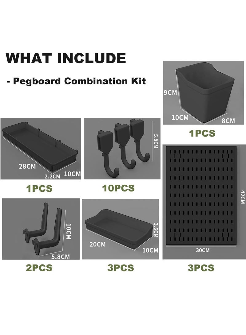 TAPIT Wall Mount Pegboard Combination Pegboard Wall Display Organizer Panels Kit with 20Pcs Accessory ABS Plastic Desk Pegboard Stand with Hooks for Bedroom Home Office Kitchen Bathroom Shelves  - Image 2
