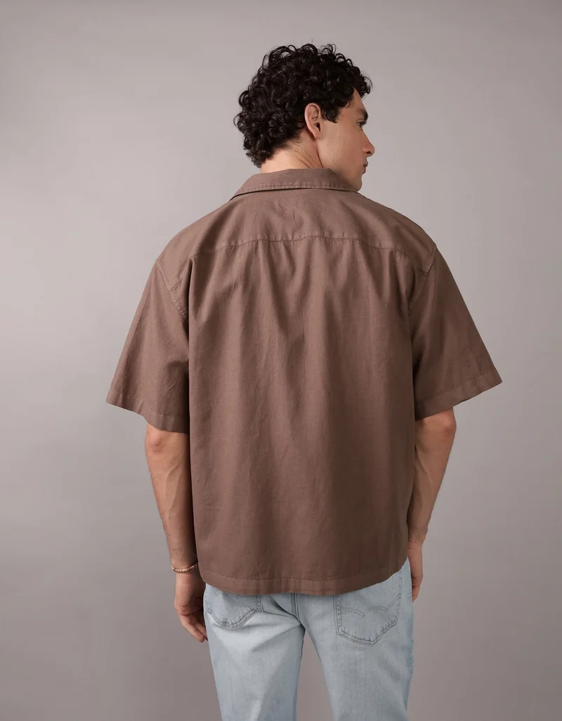 American Eagle AE Poolside Linen-Blend Button-Up Shirt