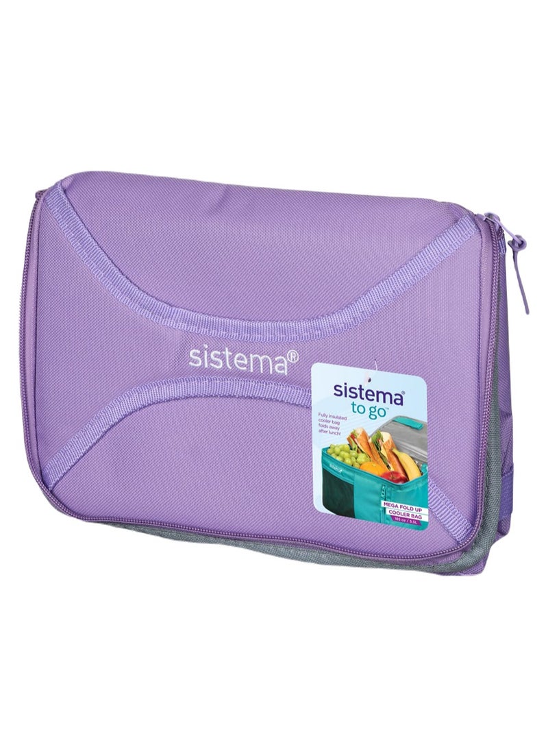 Sistema Mega Fold Up Cooler Bag Lilac – Insulated Reusable Lunch Cooler with Foldable Design, Thermal Food Storage Bag for Picnic, Grocery Shopping, Travel, Camping & Outdoor Adventures - Image 1