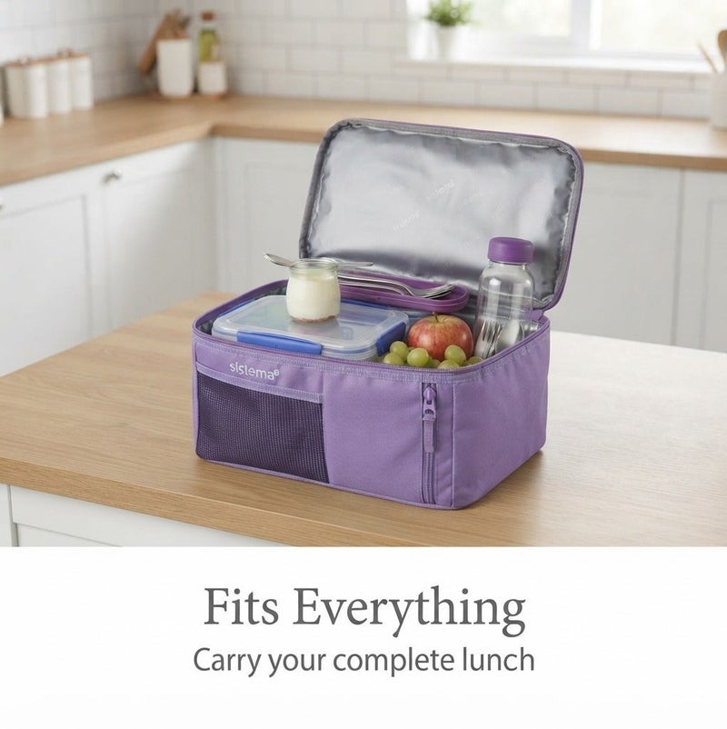 Sistema Mega Fold Up Cooler Bag Lilac – Insulated Reusable Lunch Cooler with Foldable Design, Thermal Food Storage Bag for Picnic, Grocery Shopping, Travel, Camping & Outdoor Adventures - Image 5