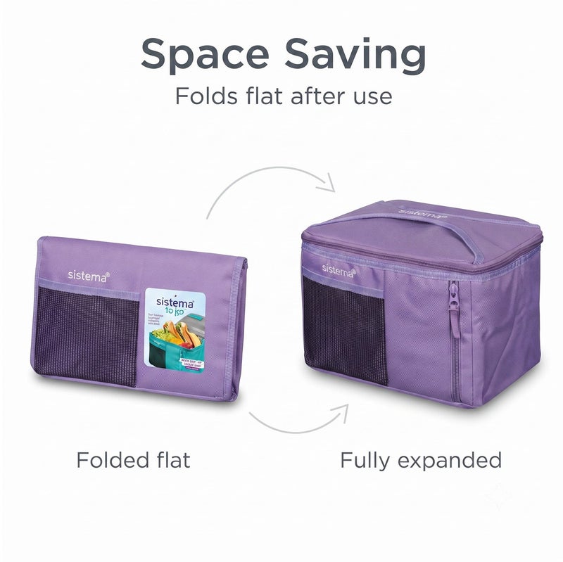 Sistema Mega Fold Up Cooler Bag Lilac – Insulated Reusable Lunch Cooler with Foldable Design, Thermal Food Storage Bag for Picnic, Grocery Shopping, Travel, Camping & Outdoor Adventures - Image 2