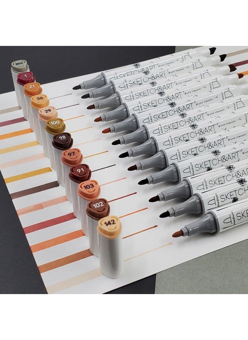 Bruno Visconti "sketch & Art" Double Sided Marker Pen 12 Colors - Soil  - Image 4