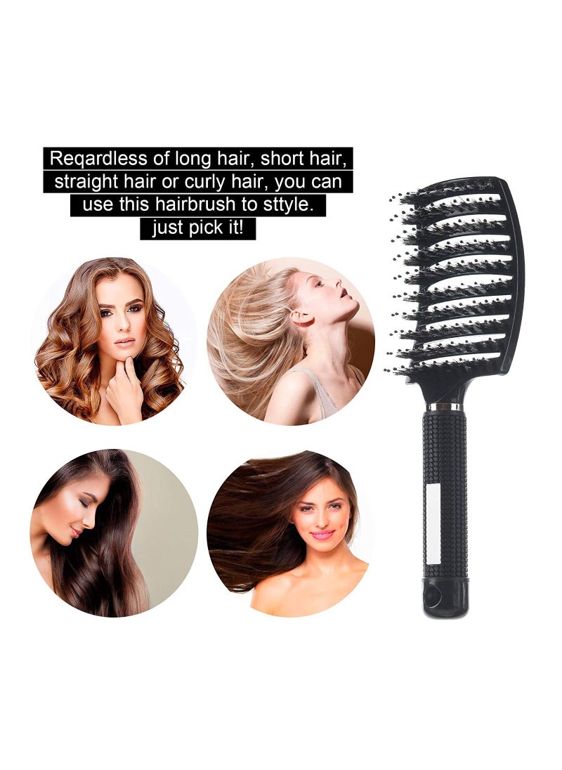 Y&D 2 Pack Hair Brush, KASTWAVE Curved and Vented Detangling Styling Tools Massage Brush for Thick, Curly Long, Tangled, Wet & Dry Detangler (Black, Red)  - Image 3