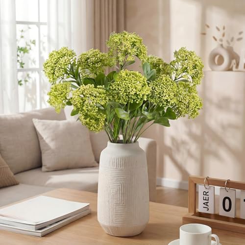 Maysing 4 Pcs Artificial Flowers for Decoration, 23 Inch Faux Berry Stems Faux Skimmia Spray with Leaves Fake Flowers for Vase Home Table Floral Arrangement Wedding Decor(Green,Classic) - Image 4
