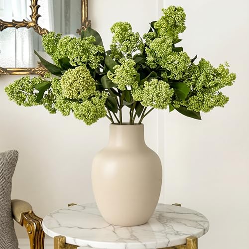 Maysing 4 Pcs Artificial Flowers for Decoration, 23 Inch Faux Berry Stems Faux Skimmia Spray with Leaves Fake Flowers for Vase Home Table Floral Arrangement Wedding Decor(Green,Classic) - Image 1