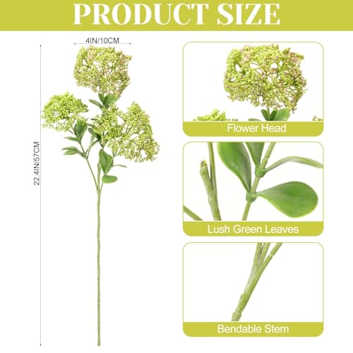 Maysing 4 Pcs Artificial Flowers for Decoration, 23 Inch Faux Berry Stems Faux Skimmia Spray with Leaves Fake Flowers for Vase Home Table Floral Arrangement Wedding Decor(Green,Classic) - Image 2