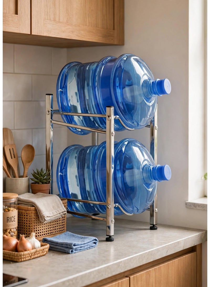 DubaiGallery Water Storage Rack 1PCS – Two Tier Bucket and Water Bottle Organizer, Sturdy Metal Floor Stand, Compact Space Saving Design for Home, Kitchen, Office, Pantry, Restaurant and Commercial Storage EU-364363 - Image 5