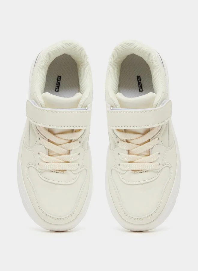 Styli Solid Low Top Trainer Shoes with Velcro Closure