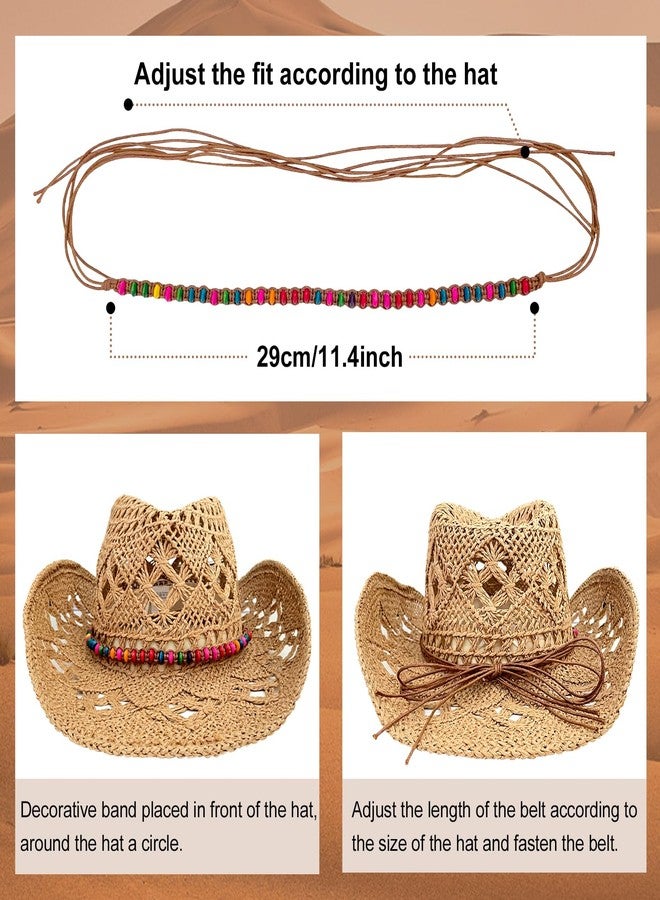 RainFlowwer Colorful Cowboy Hat Bands for Men Women Ethnic Western Fedora Panama Hat Belts Cowgirl Hatbands Cowboy Supply Hand Made Replacement - Image 2