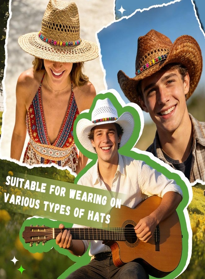 RainFlowwer Colorful Cowboy Hat Bands for Men Women Ethnic Western Fedora Panama Hat Belts Cowgirl Hatbands Cowboy Supply Hand Made Replacement - Image 3