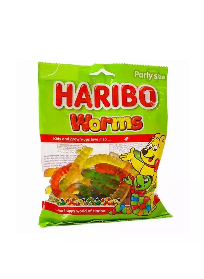 Haribo Worms Fruit Flavour Jelly Candy Pouch - 160gm - Image 1