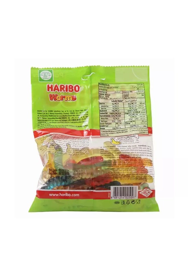 Haribo Worms Fruit Flavour Jelly Candy Pouch - 160gm - Image 2
