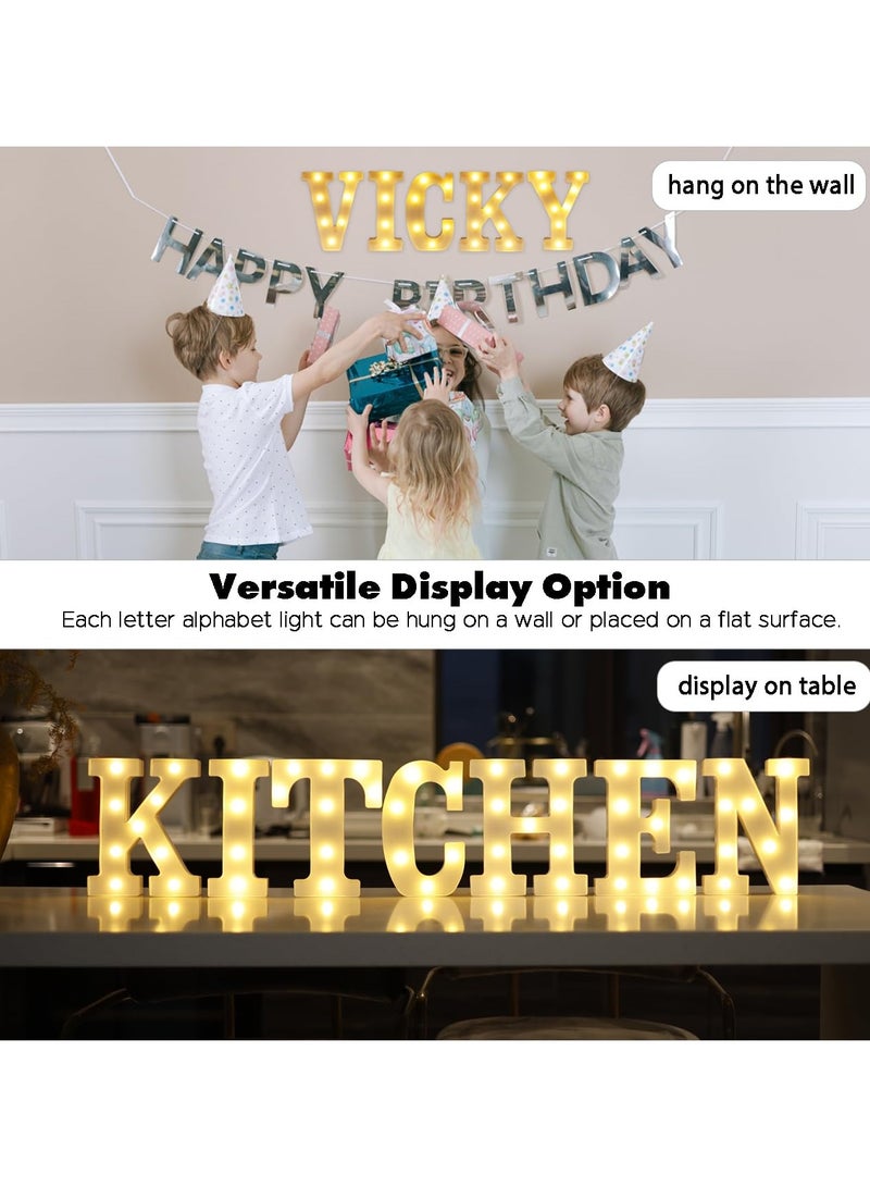 "V" Alphabet LED Marquee Letter Light Up Plastic Letters Standing Hanging Sign, Alphabet Letter For Wedding Birthday Party Home Decoration Battery Operated White 22cm - Image 2