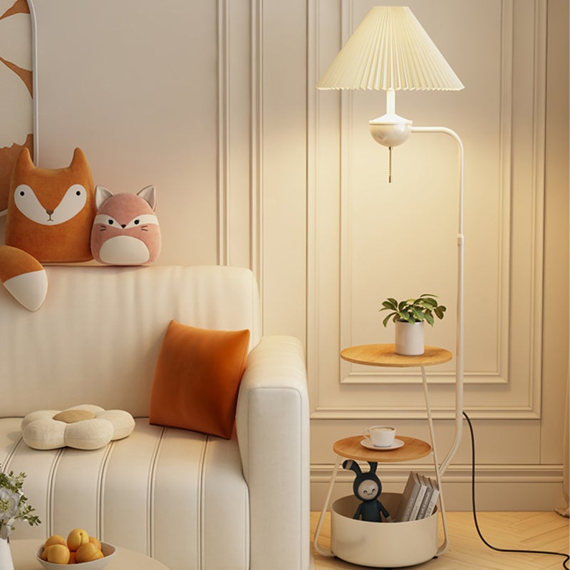 Sharpdo Nordic Curved Floor Lamp, With 3-Layer Side Table and Storage Drawer, Multi-functional Living Room and Bedroom Desk Lamp, Suitable for Reading and Decoration - Image 4