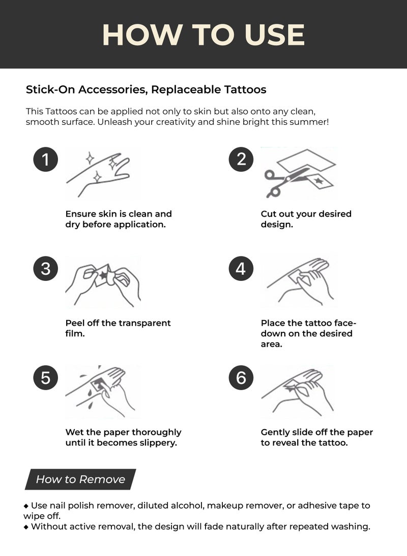 30-Sheets Temporary Tattoo Stickers – Waterproof Butterfly, Flower & Heart Art for Kids Adults Men and Women - Image 4