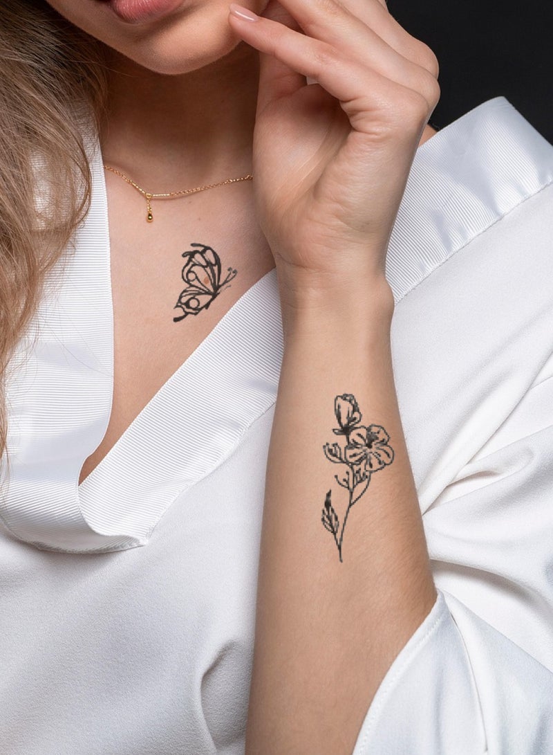 30-Sheets Temporary Tattoo Stickers – Waterproof Butterfly, Flower & Heart Art for Kids Adults Men and Women - Image 5