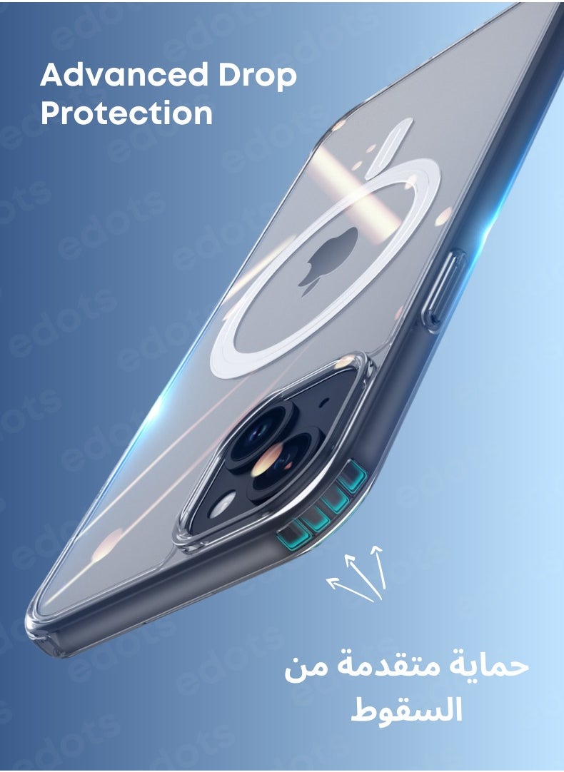 Edots iPhone 15 Case MagSafe – Clear Magnetic Cover, Slim Transparent TPU, Military-Grade Protection, Scratch-Resistant, Strong Magnet, MagSafe Compatible  - Image 2