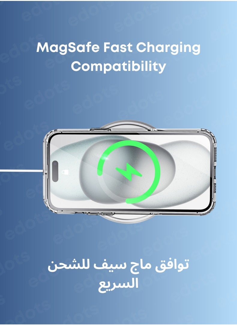 Edots iPhone 15 Case MagSafe – Clear Magnetic Cover, Slim Transparent TPU, Military-Grade Protection, Scratch-Resistant, Strong Magnet, MagSafe Compatible  - Image 4