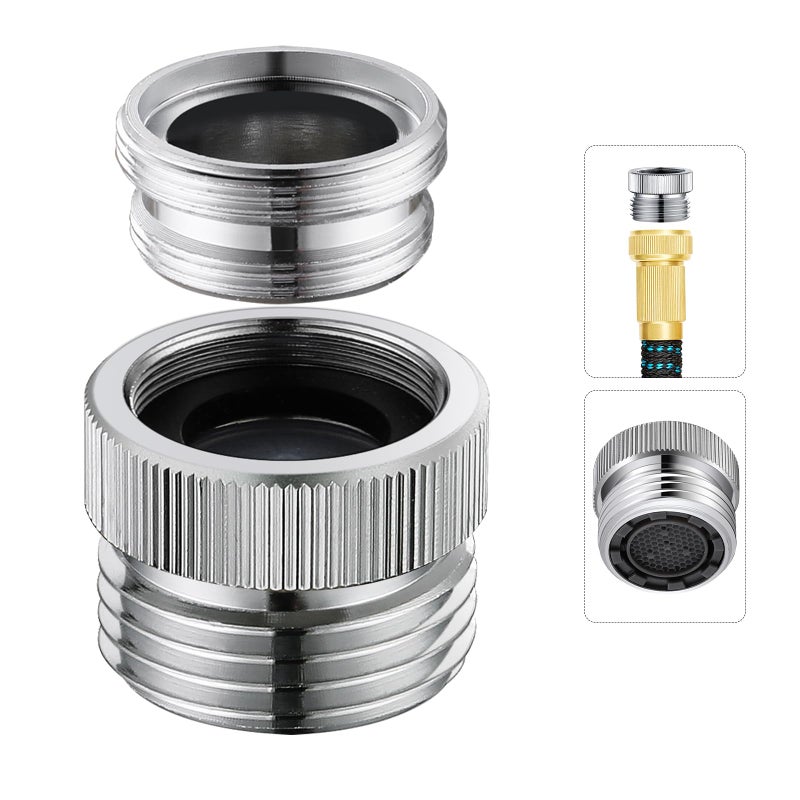 Faucet Adapter with Aerator Faucet to Hose Adapter Faucet Adapter to Garden Hose Attachment for Sink Faucet to Garden Hose Adapter 34 GHT Thread Chrome