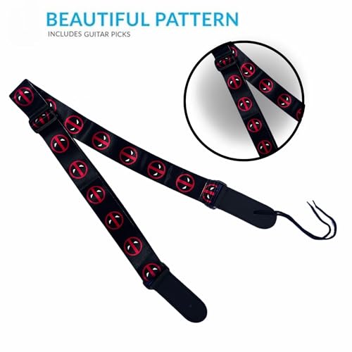 IMAGINEA Electric Guitar Strap/Belt with Leather End for Acoustic Guitar (Deadpol) - Image 3