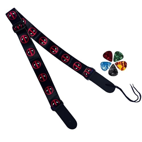 IMAGINEA Electric Guitar Strap/Belt with Leather End for Acoustic Guitar (Deadpol) - Image 1