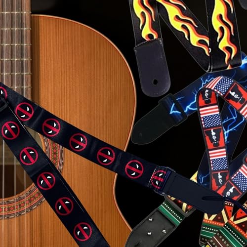 IMAGINEA Electric Guitar Strap/Belt with Leather End for Acoustic Guitar (Deadpol) - Image 4