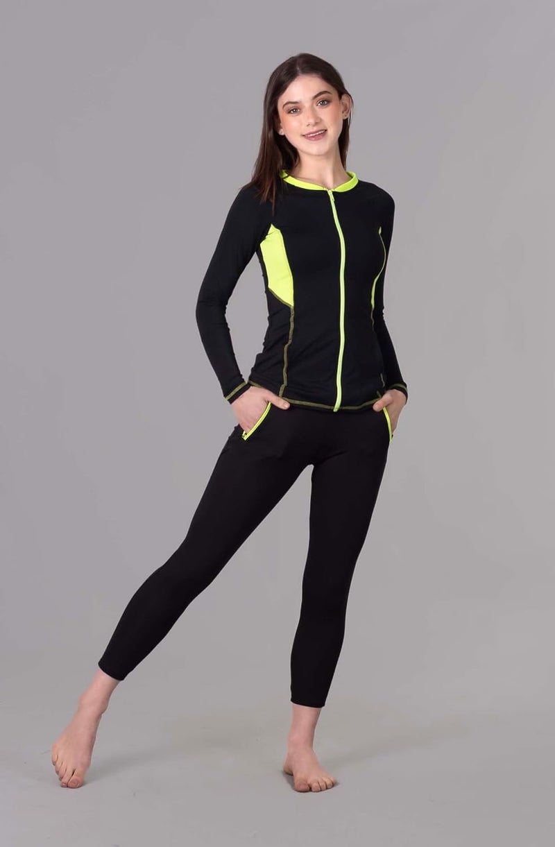 Keepfit Longsleeve Zippered Rashguard 2-Piece Padded Swimset for Women |Swimming Suit for Women - Image 4