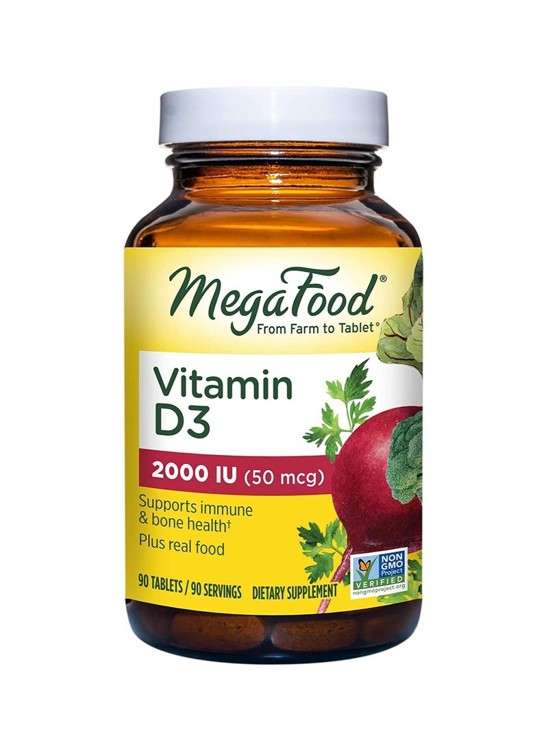 MegaFood Vitamin D3 2000 IU (50 mcg) - Immune Support Supplement - Bone Health -with easily-absorbed Vitamin D3 - Plus real food - Non-GMO, Vegetarian - Made Without 9 Food Allergens - 90 Tabs - pzsku/Z6FC0EFD0329D7661E881Z/45/_/1686566430/ec4d673c-701f-411c-b71b-3258fe059f3f