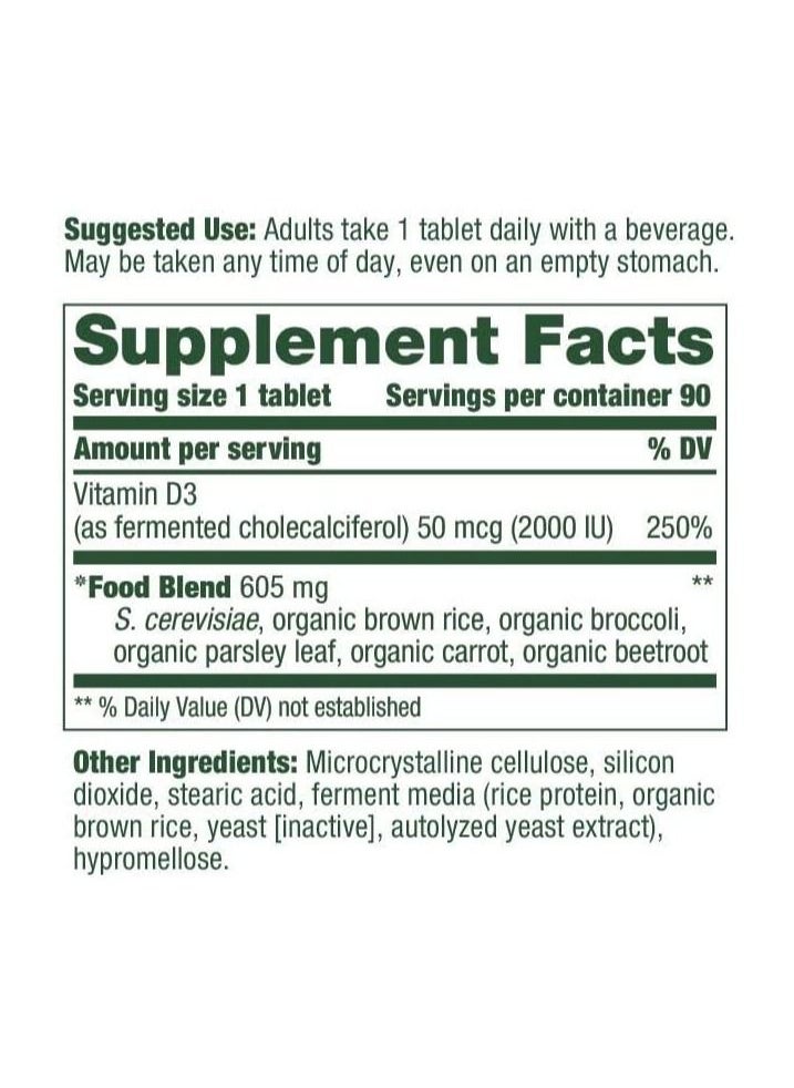 MegaFood MegaFood Vitamin D3 2000 IU (50 mcg) - Immune Support Supplement - Bone Health -with easily-absorbed Vitamin D3 - Plus real food - Non-GMO, Vegetarian - Made Without 9 Food Allergens - 90 Tabs  - Image 2