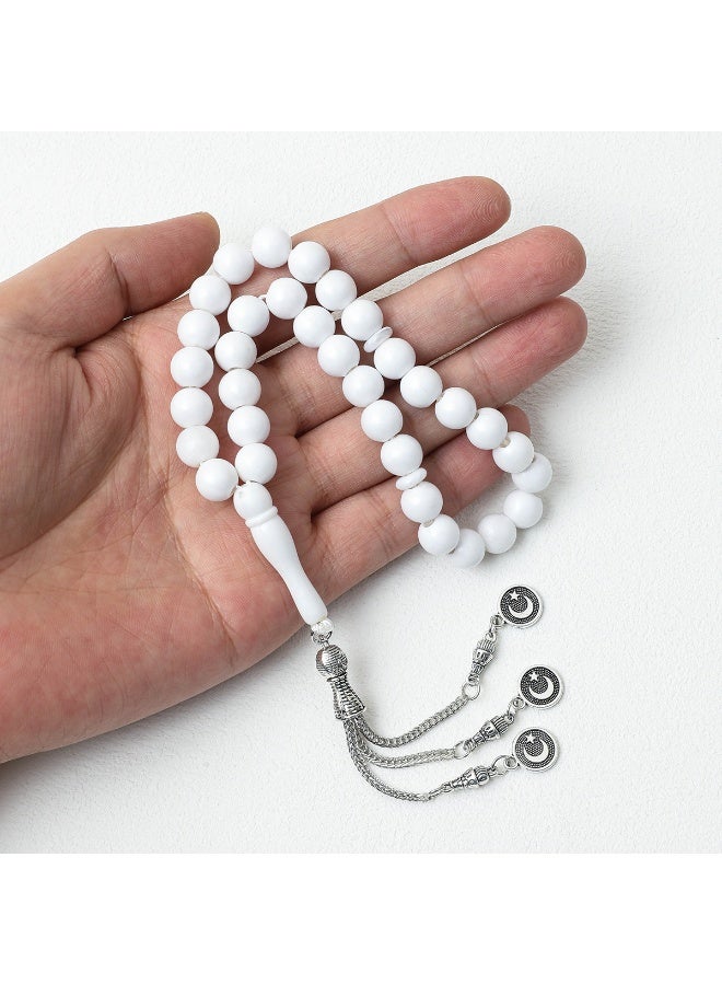 NIBEMINENT 33 Muslim Prayer Beads White/10mm