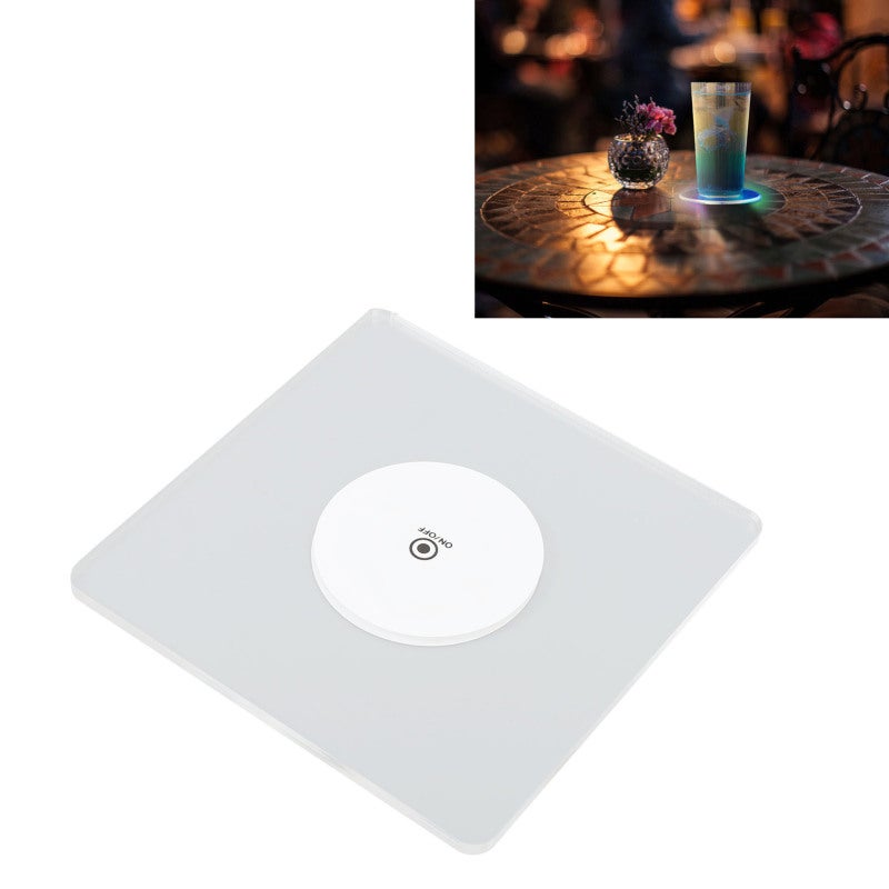 LED Coaster: 10cm Square 6 LED Beads 3 Light Modes - Sturdy Wear Resistant PC Material Light Up Coaster for Weddings Bars Halloween Christmas Home Gardens - Image 2