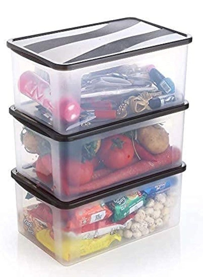 KD ZONE Unbreakable Multi Storage Box Bread Box/Airtight Food Grade Plastic Container for Kitchen,Refrigerator Storage of Bread/Vegetable/Grocery & Freezer Storage (Rectangular Container-3 Pcs) - Image 1